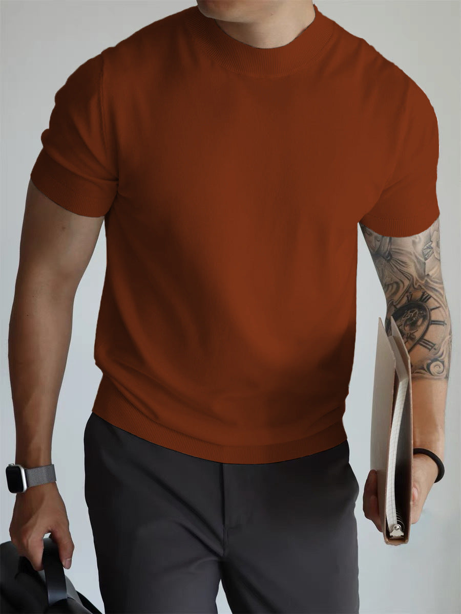 Casual Workwear T-shirt With A Small High Collar