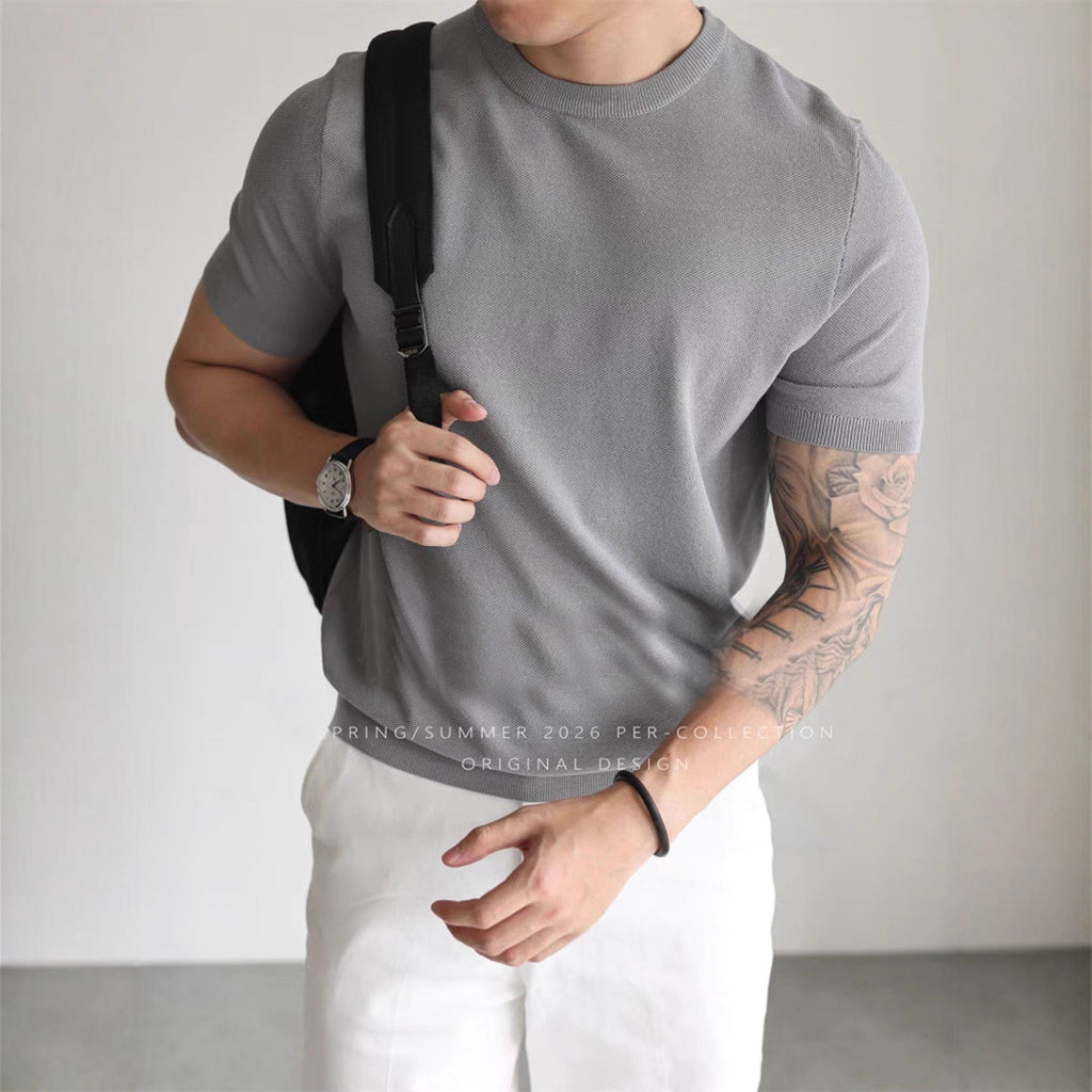 Casual Workwear T-shirt With A Small High Collar