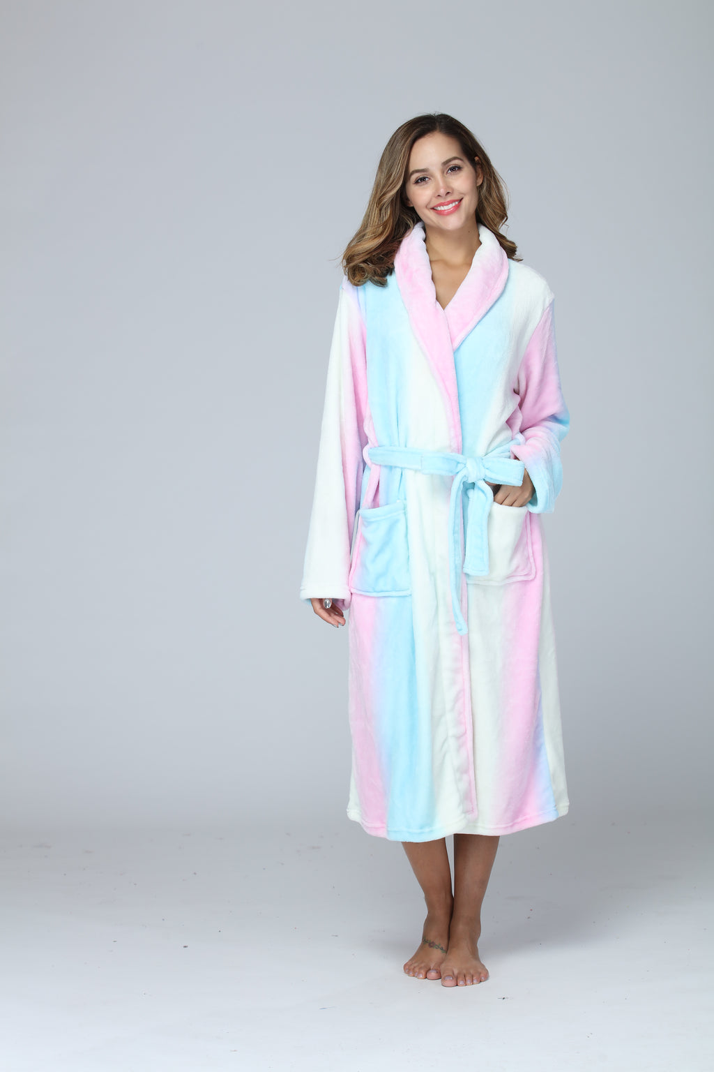 RONGTAI Womens Bathrobe Ladies Fleece Plush Warm Long Robes Fleece Nightgown Sleepwear