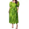 High Quality Hawaiian Tropical Style Design Women's Bubble Sleeve Dress Polynesian Plus Size Women Clothing TE PA Casual Dresses