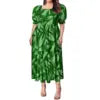 High Quality Hawaiian Tropical Style Design Women's Bubble Sleeve Dress Polynesian Plus Size Women Clothing TE PA Casual Dresses