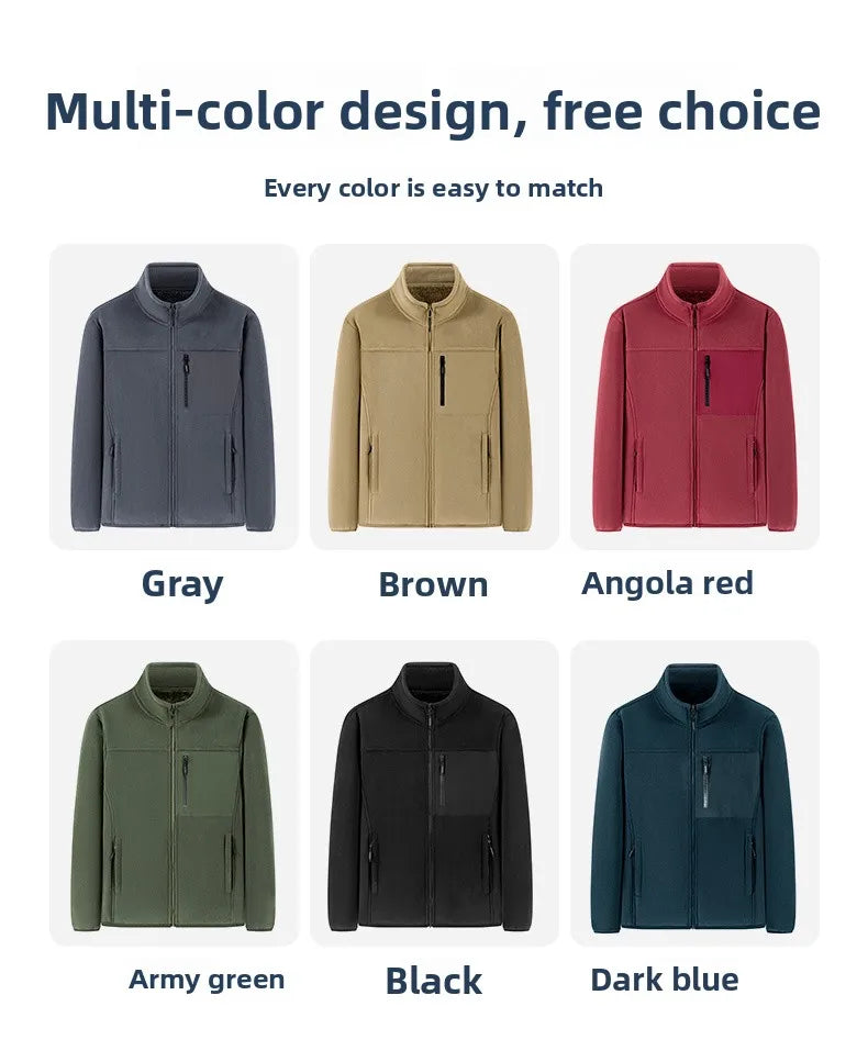 Men's Outdoor Fleece Jacket Men's Top and Autumn Winter Thickened Polar Fleece with Added Insulation New Season Warm Casual Coat