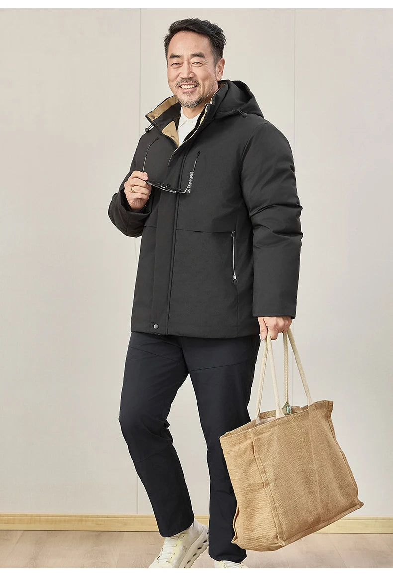 mens Parka Men's Jacket Hooded company Winter New Adding Graphene down jacket Solid color Warm Jackets men business leisure coat