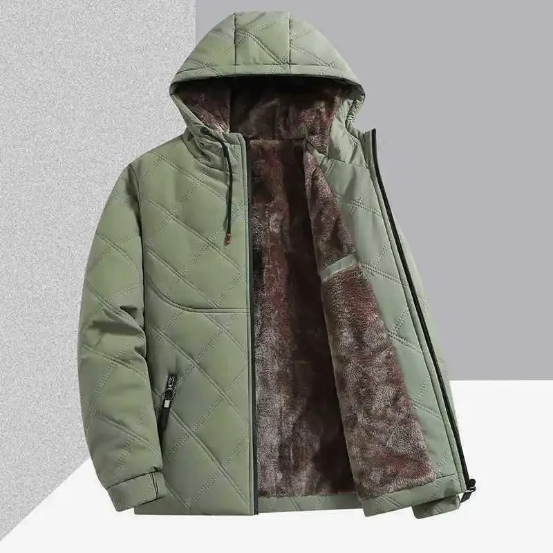 Jackets for Men Winter Coat Men Fleece Warm Down Parkas Cotton Thick Padded Coats Men Thermal Windbreaker Hooded Overcoats Men