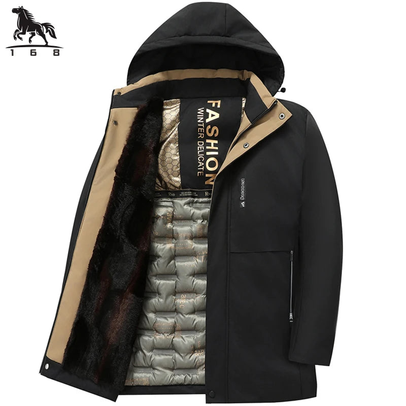 mens Parka Men's Jacket Hooded company Winter New Adding Graphene down jacket Solid color Warm Jackets men business leisure coat