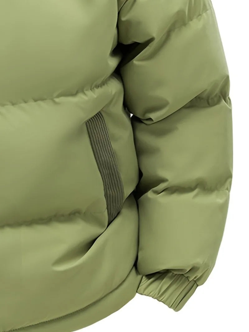 Men'S Heavy-Duty Winter Jacket - Full-Zip Hooded Coat with Zippered Pockets Non-Stretch Fabric for Cold Weather