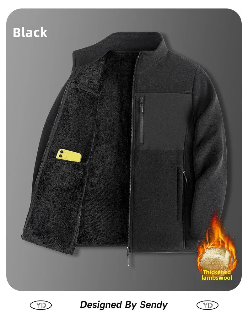 Men's Outdoor Fleece Jacket Men's Top and Autumn Winter Thickened Polar Fleece with Added Insulation New Season Warm Casual Coat