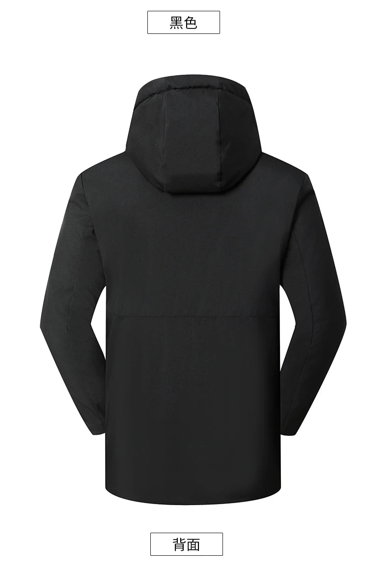 mens Parka Men's Jacket Hooded company Winter New Adding Graphene down jacket Solid color Warm Jackets men business leisure coat