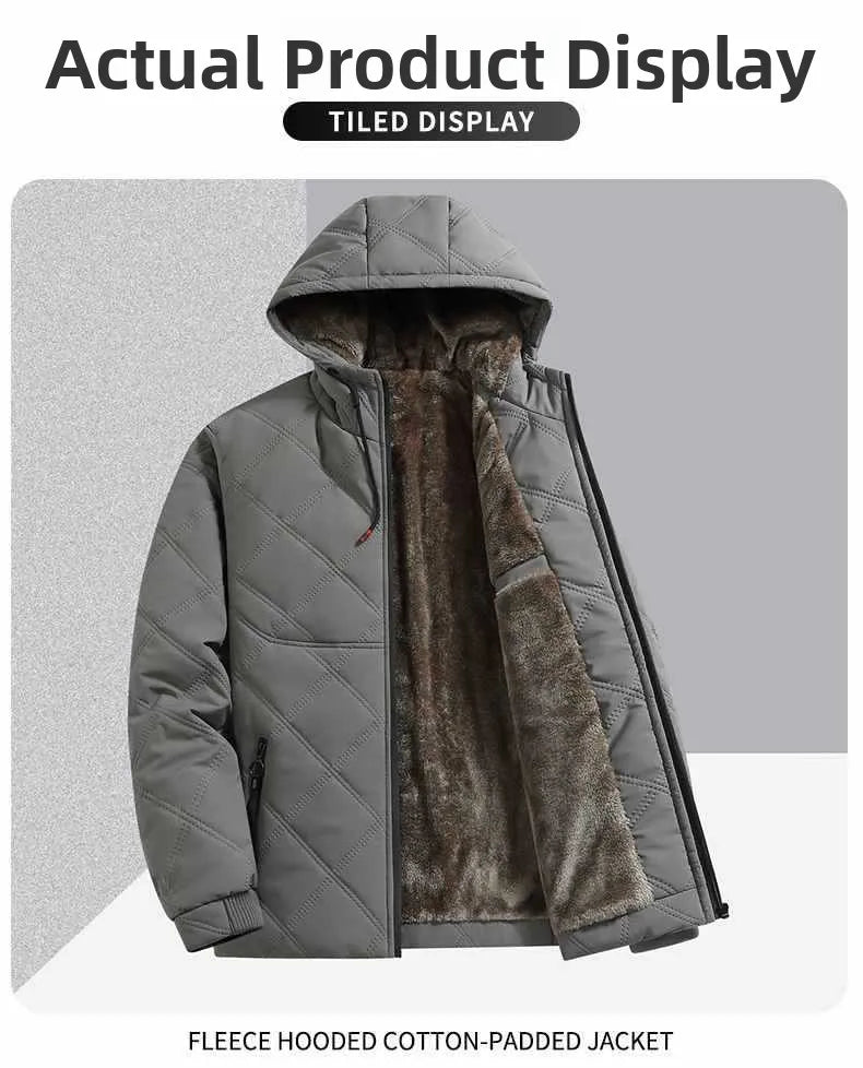Jackets for Men Winter Coat Men Fleece Warm Down Parkas Cotton Thick Padded Coats Men Thermal Windbreaker Hooded Overcoats Men