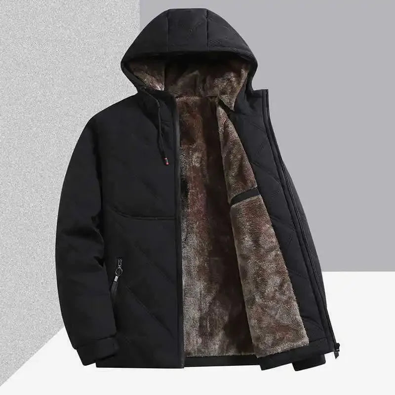 Jackets for Men Winter Coat Men Fleece Warm Down Parkas Cotton Thick Padded Coats Men Thermal Windbreaker Hooded Overcoats Men