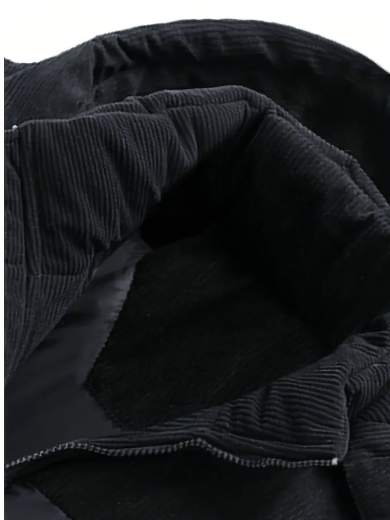 Men'S Heavy-Duty Winter Jacket - Full-Zip Hooded Coat with Zippered Pockets Non-Stretch Fabric for Cold Weather