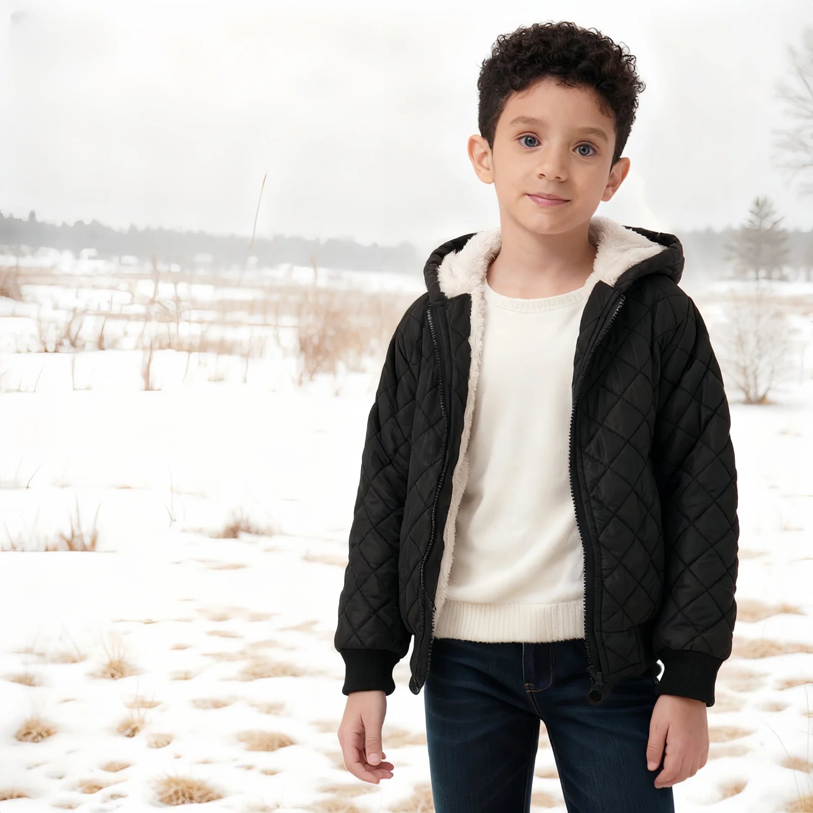 Thick Jackets Winter Kids Padded Fleece Warm Coats Children Hooded Cotton Outerwear Kids Clothes Cashmere Snowsuit