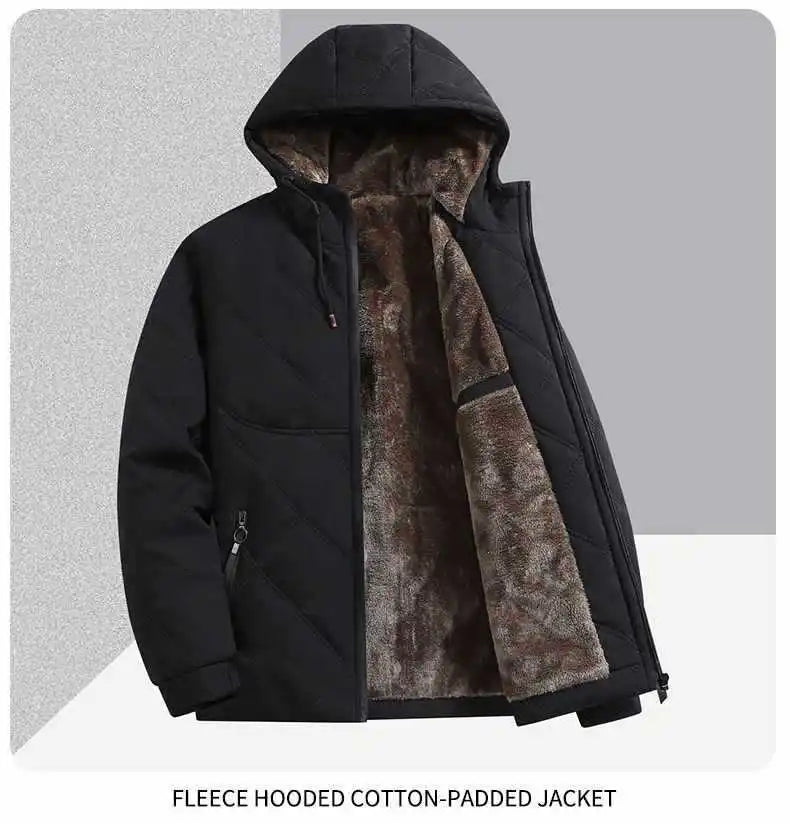 Jackets for Men Winter Coat Men Fleece Warm Down Parkas Cotton Thick Padded Coats Men Thermal Windbreaker Hooded Overcoats Men