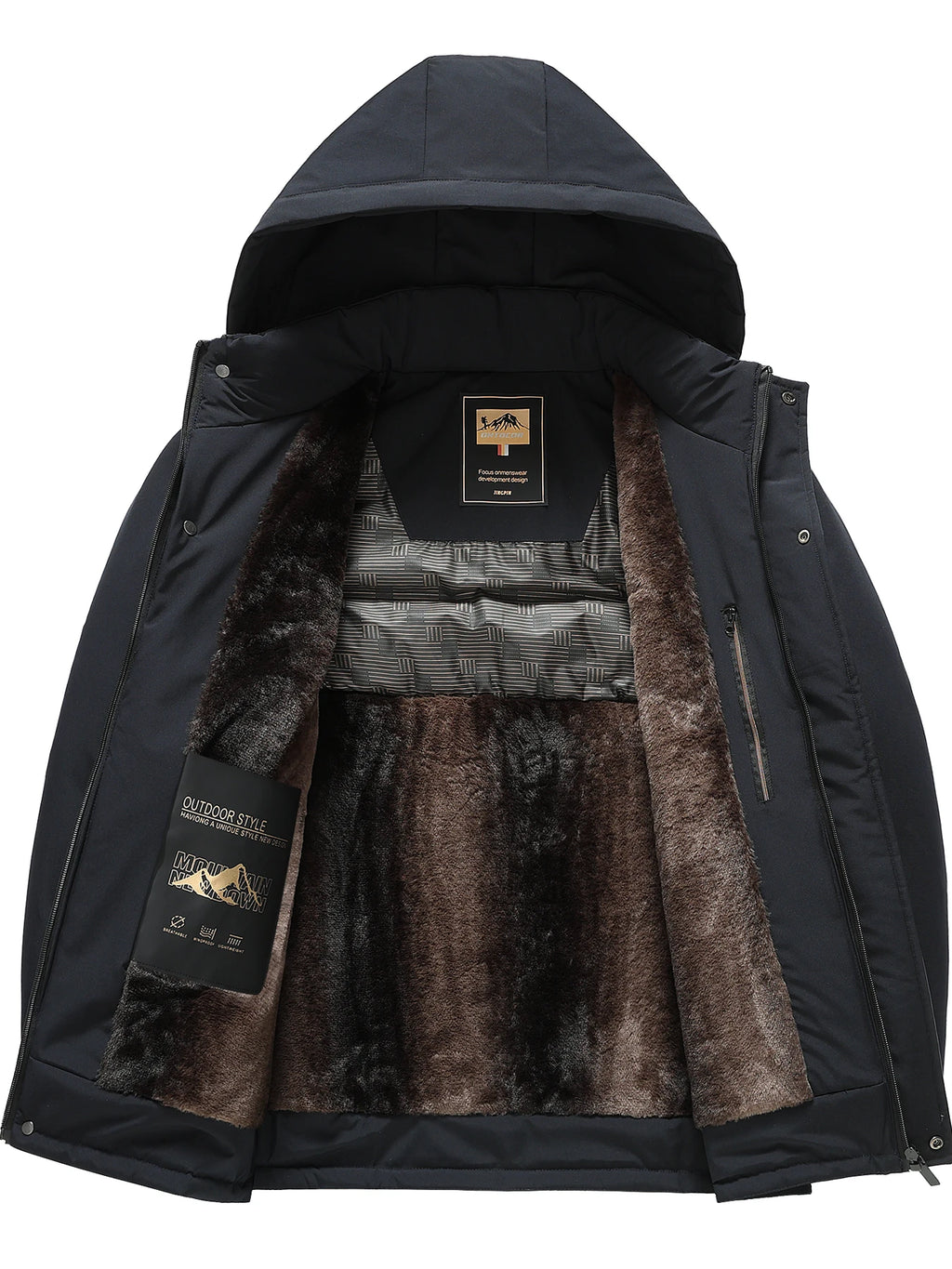 Winter warm and plush thick dad cotton jacket casual business men can take off hats windproof and warm cotton jacket top father