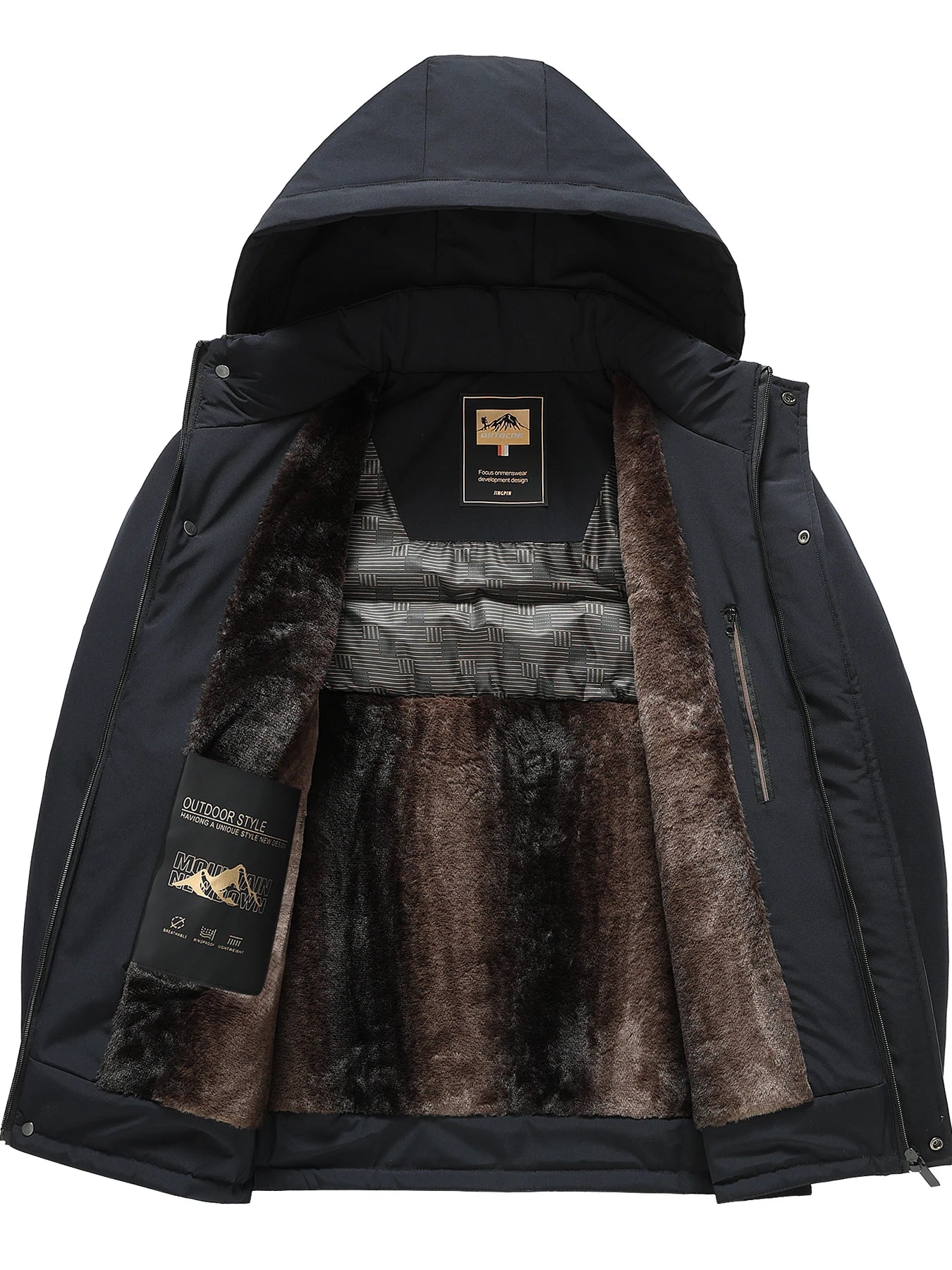 Winter warm and plush thick dad cotton jacket casual business men can take off hats windproof and warm cotton jacket top father