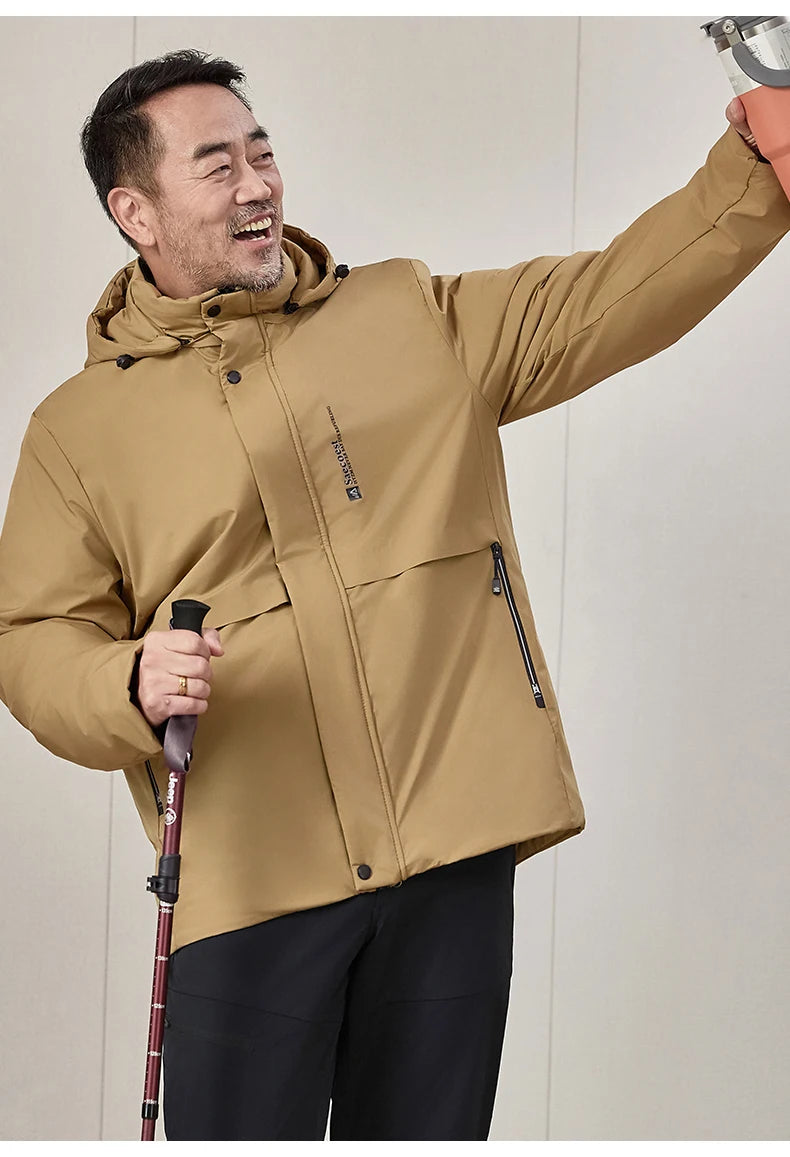 mens Parka Men's Jacket Hooded company Winter New Adding Graphene down jacket Solid color Warm Jackets men business leisure coat