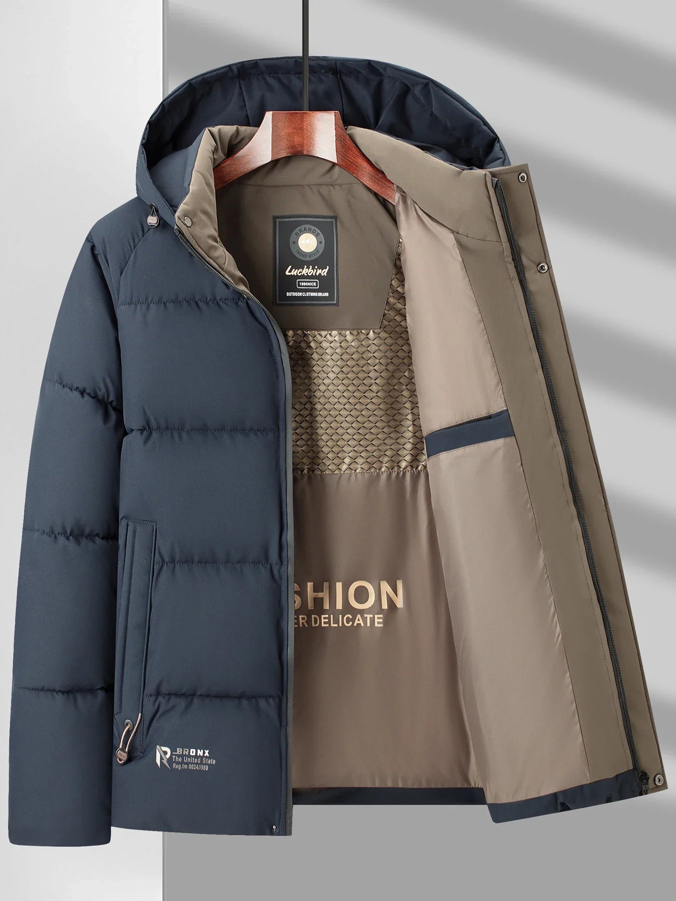 Business Hooded Down Parkas Man Autumn Winter Warm Padded Jacket Men's Outdoor Sports Coat Detachable Hat Zipper Cotton Jackets