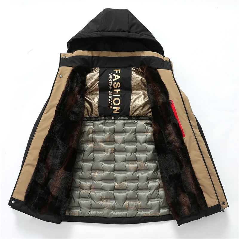 mens Parka Men's Jacket Hooded company Winter New Adding Graphene down jacket Solid color Warm Jackets men business leisure coat