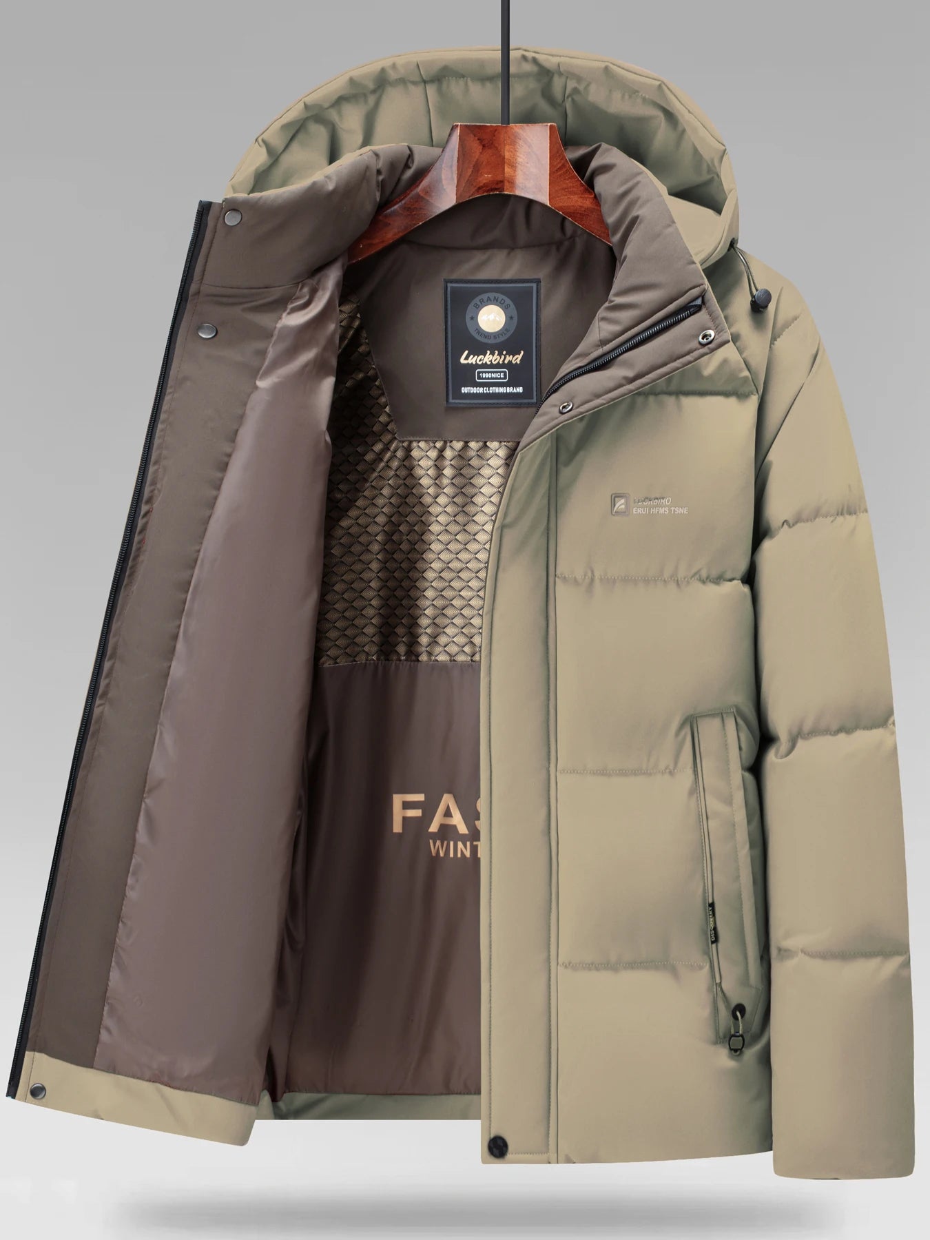 Business Hooded Down Parkas Man Autumn Winter Warm Padded Jacket Men's Outdoor Sports Coat Detachable Hat Zipper Cotton Jackets