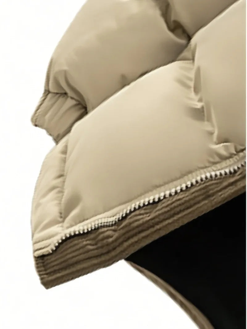 Men'S Heavy-Duty Winter Jacket - Full-Zip Hooded Coat with Zippered Pockets Non-Stretch Fabric for Cold Weather