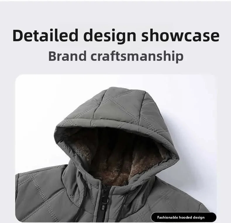 Jackets for Men Winter Coat Men Fleece Warm Down Parkas Cotton Thick Padded Coats Men Thermal Windbreaker Hooded Overcoats Men