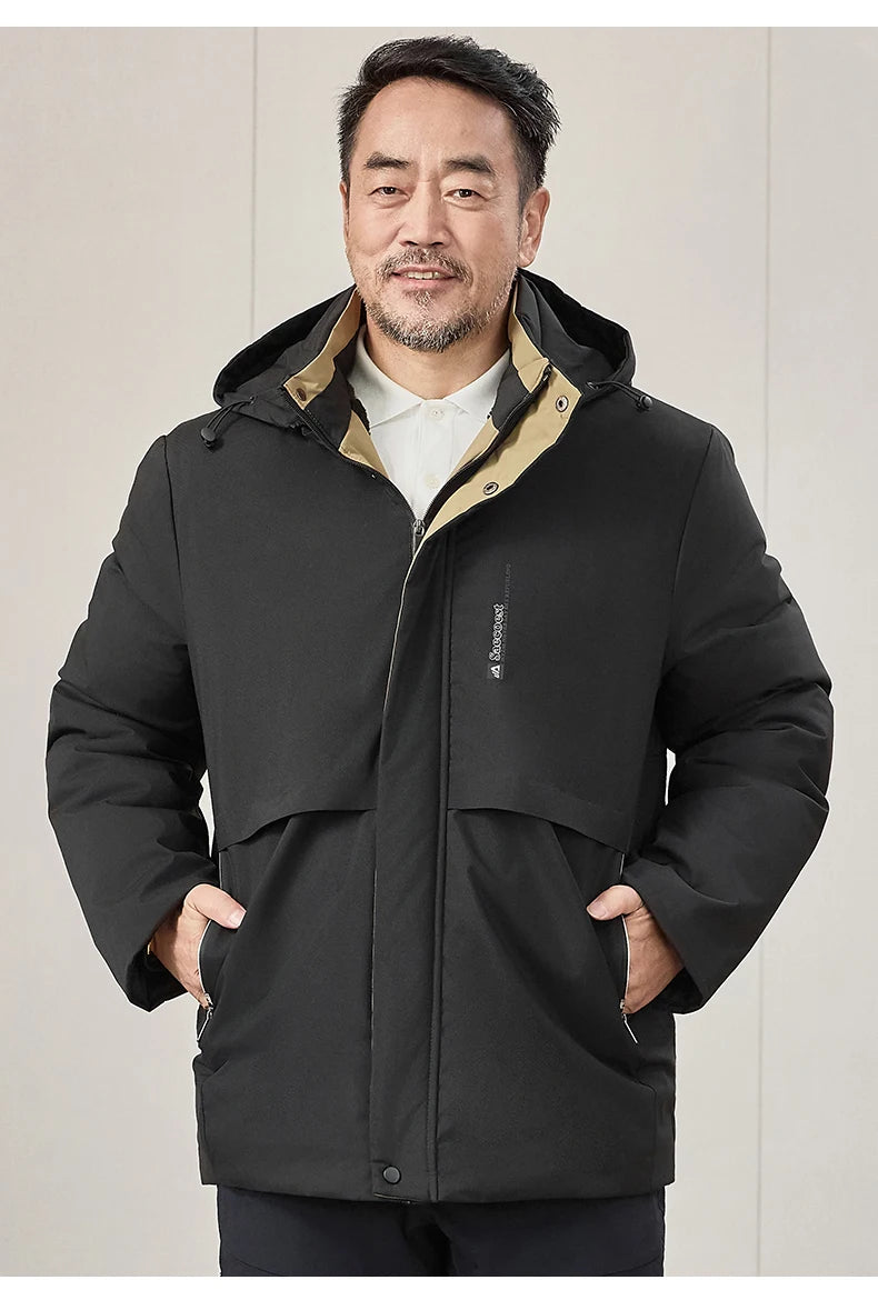 mens Parka Men's Jacket Hooded company Winter New Adding Graphene down jacket Solid color Warm Jackets men business leisure coat