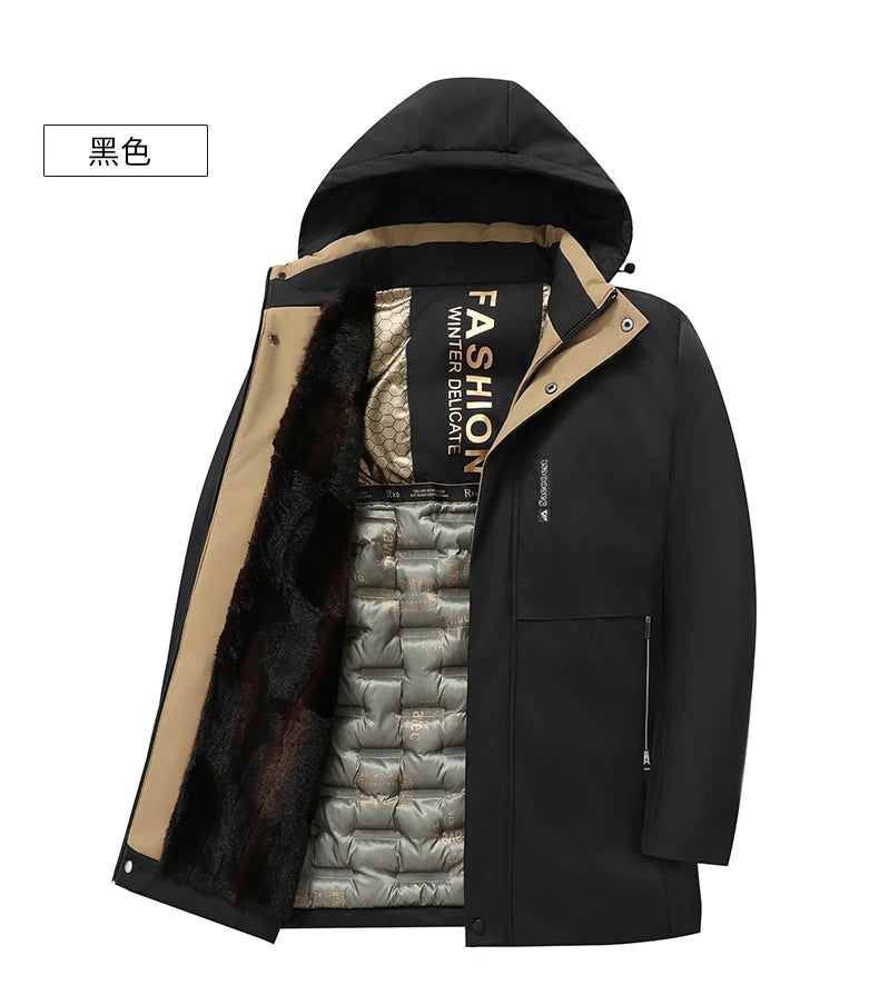 mens Parka Men's Jacket Hooded company Winter New Adding Graphene down jacket Solid color Warm Jackets men business leisure coat