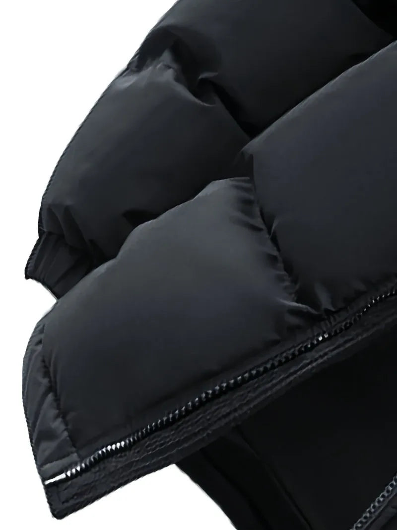 Men'S Heavy-Duty Winter Jacket - Full-Zip Hooded Coat with Zippered Pockets Non-Stretch Fabric for Cold Weather