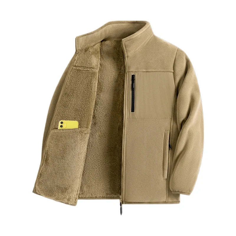 Men's Outdoor Fleece Jacket Men's Top and Autumn Winter Thickened Polar Fleece with Added Insulation New Season Warm Casual Coat