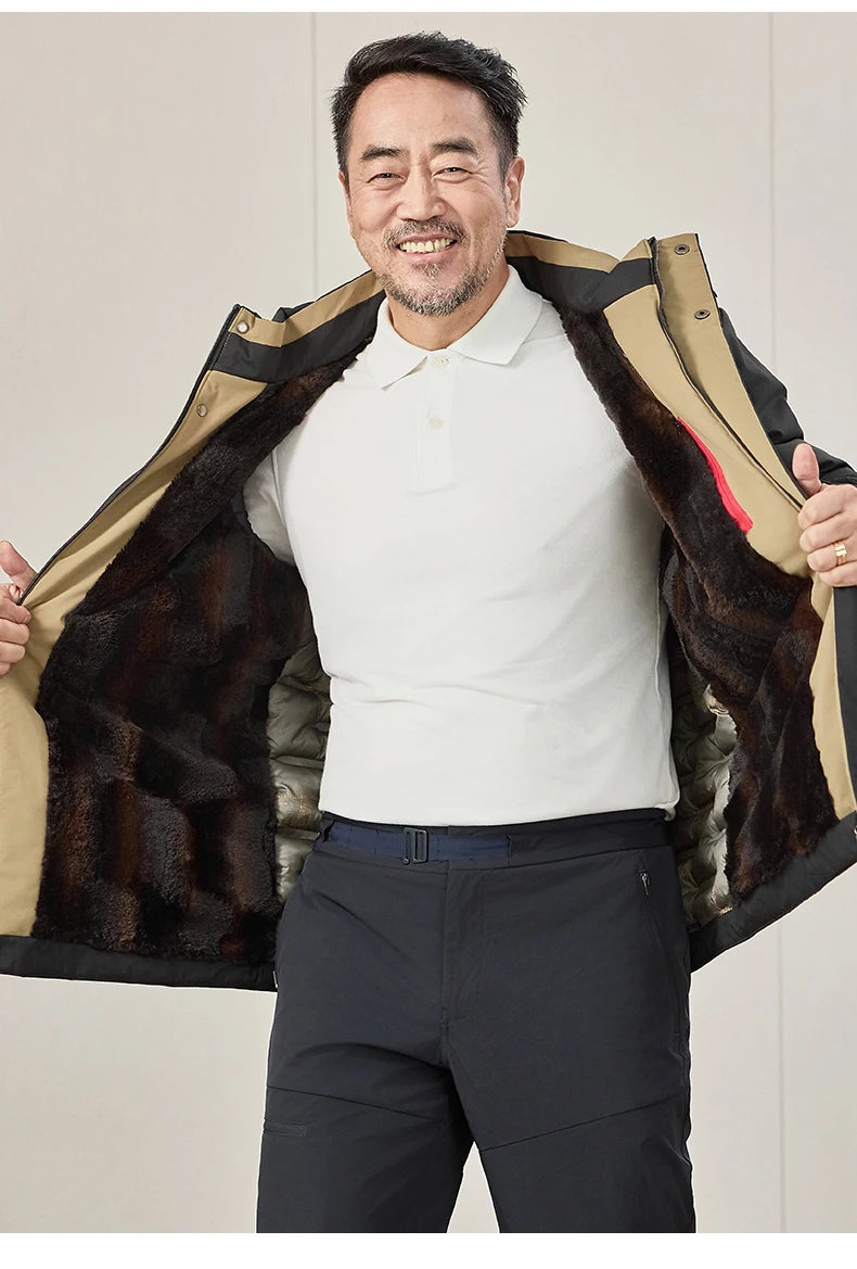 mens Parka Men's Jacket Hooded company Winter New Adding Graphene down jacket Solid color Warm Jackets men business leisure coat