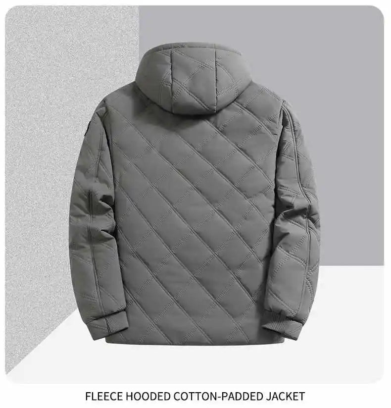 Jackets for Men Winter Coat Men Fleece Warm Down Parkas Cotton Thick Padded Coats Men Thermal Windbreaker Hooded Overcoats Men