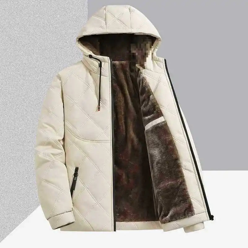 Jackets for Men Winter Coat Men Fleece Warm Down Parkas Cotton Thick Padded Coats Men Thermal Windbreaker Hooded Overcoats Men