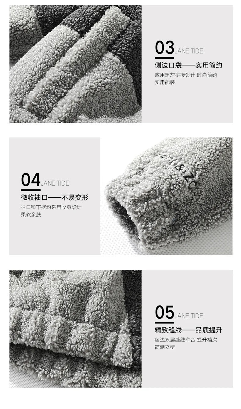 2025 New Winter-Spring Lambskin Couple Coat - Men's Stand-Up Collar Multi-color Loose-Fitting Casual Fashionable Warm Jacket EU