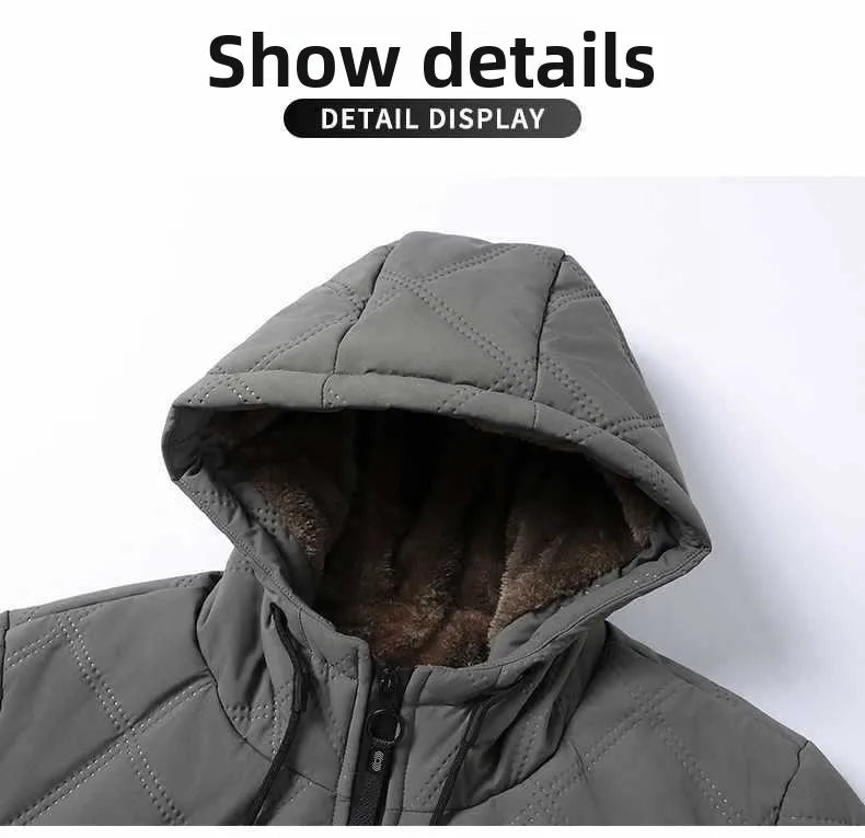 Jackets for Men Winter Coat Men Fleece Warm Down Parkas Cotton Thick Padded Coats Men Thermal Windbreaker Hooded Overcoats Men