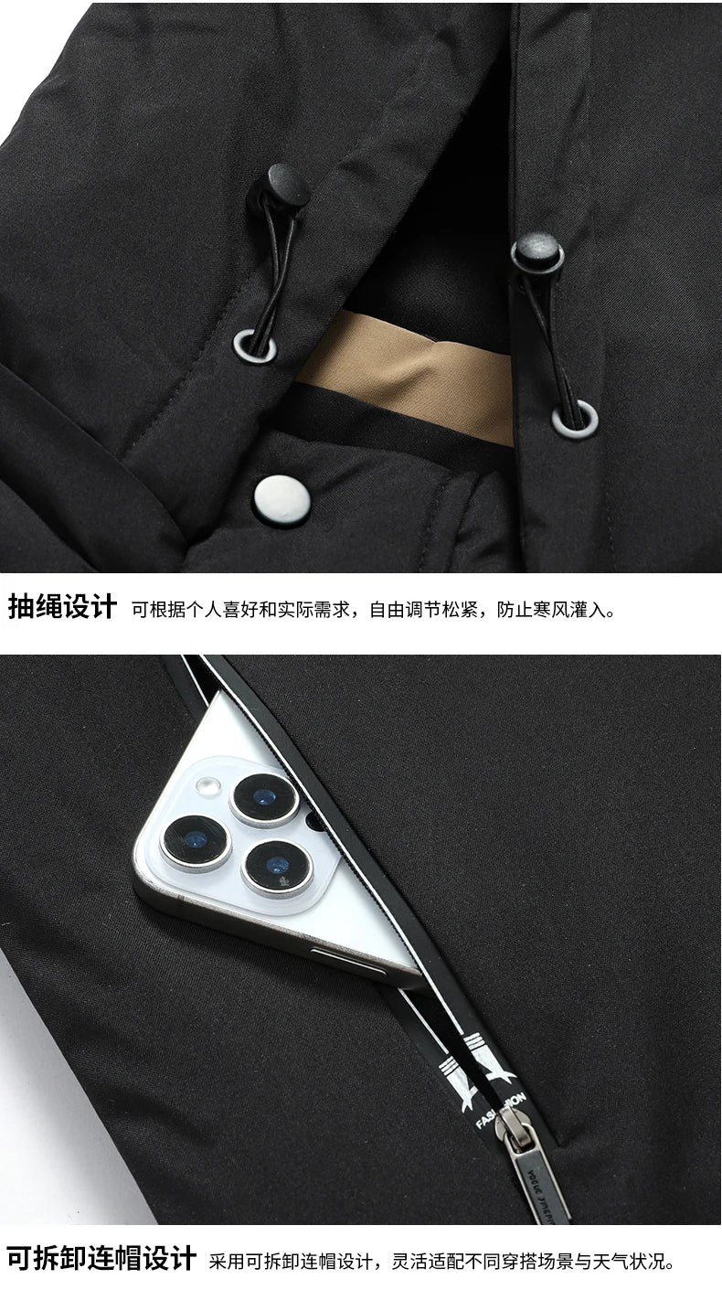 mens Parka Men's Jacket Hooded company Winter New Adding Graphene down jacket Solid color Warm Jackets men business leisure coat