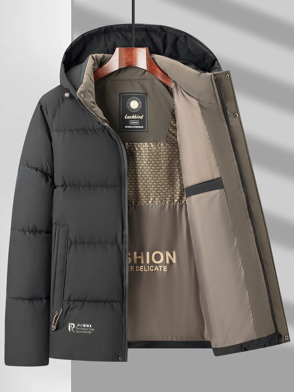 Business Hooded Down Parkas Man Autumn Winter Warm Padded Jacket Men's Outdoor Sports Coat Detachable Hat Zipper Cotton Jackets