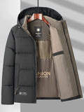 Business Hooded Down Parkas Man Autumn Winter Warm Padded Jacket Men's Outdoor Sports Coat Detachable Hat Zipper Cotton Jackets