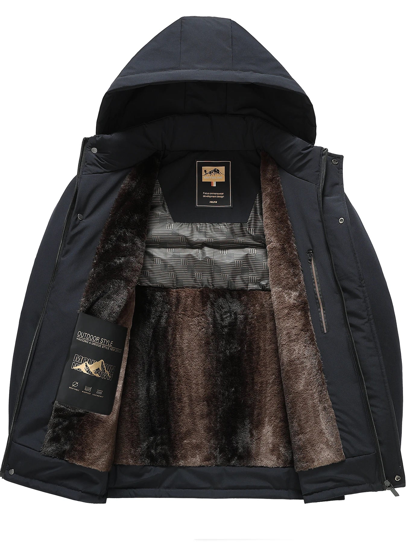 Winter warm and plush thick dad cotton jacket casual business men can take off hats windproof and warm cotton jacket top father