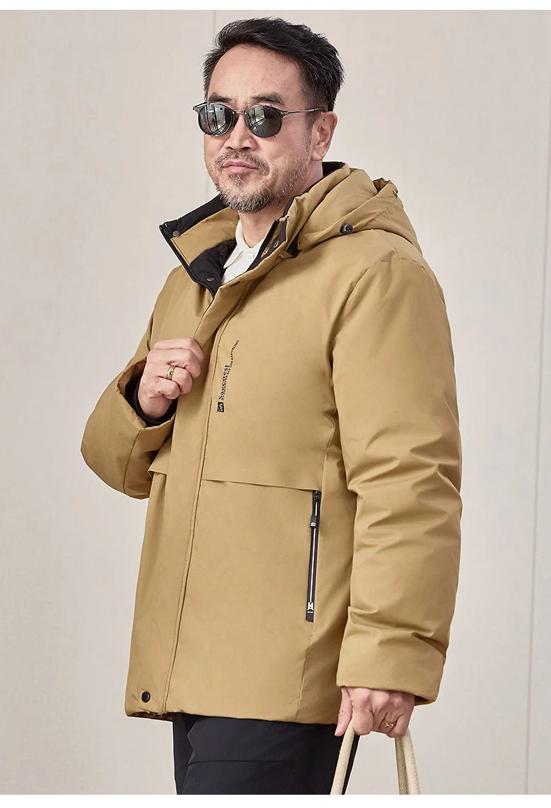 mens Parka Men's Jacket Hooded company Winter New Adding Graphene down jacket Solid color Warm Jackets men business leisure coat