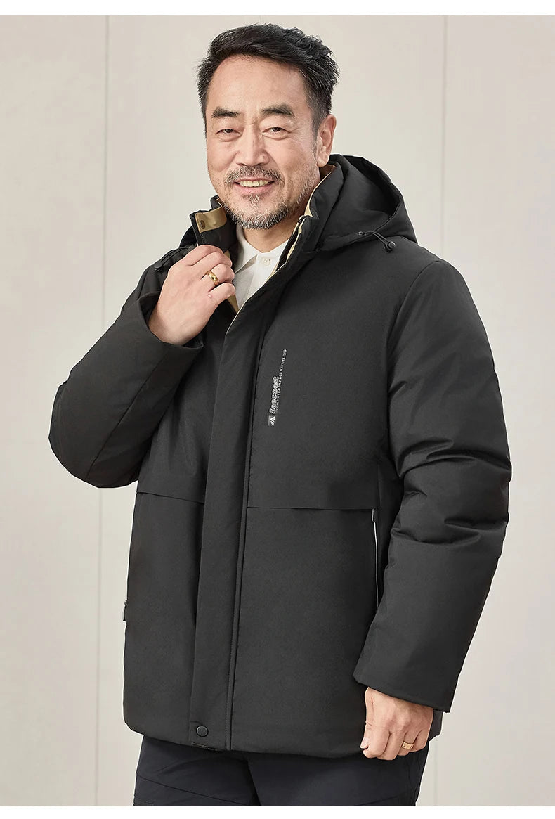 mens Parka Men's Jacket Hooded company Winter New Adding Graphene down jacket Solid color Warm Jackets men business leisure coat