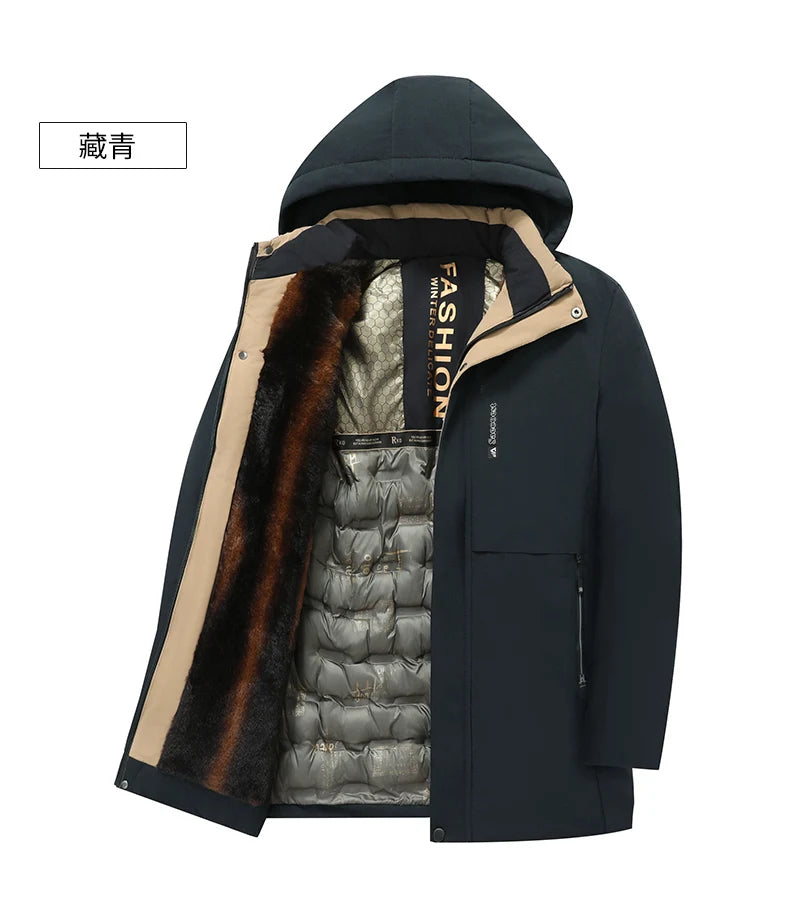 mens Parka Men's Jacket Hooded company Winter New Adding Graphene down jacket Solid color Warm Jackets men business leisure coat