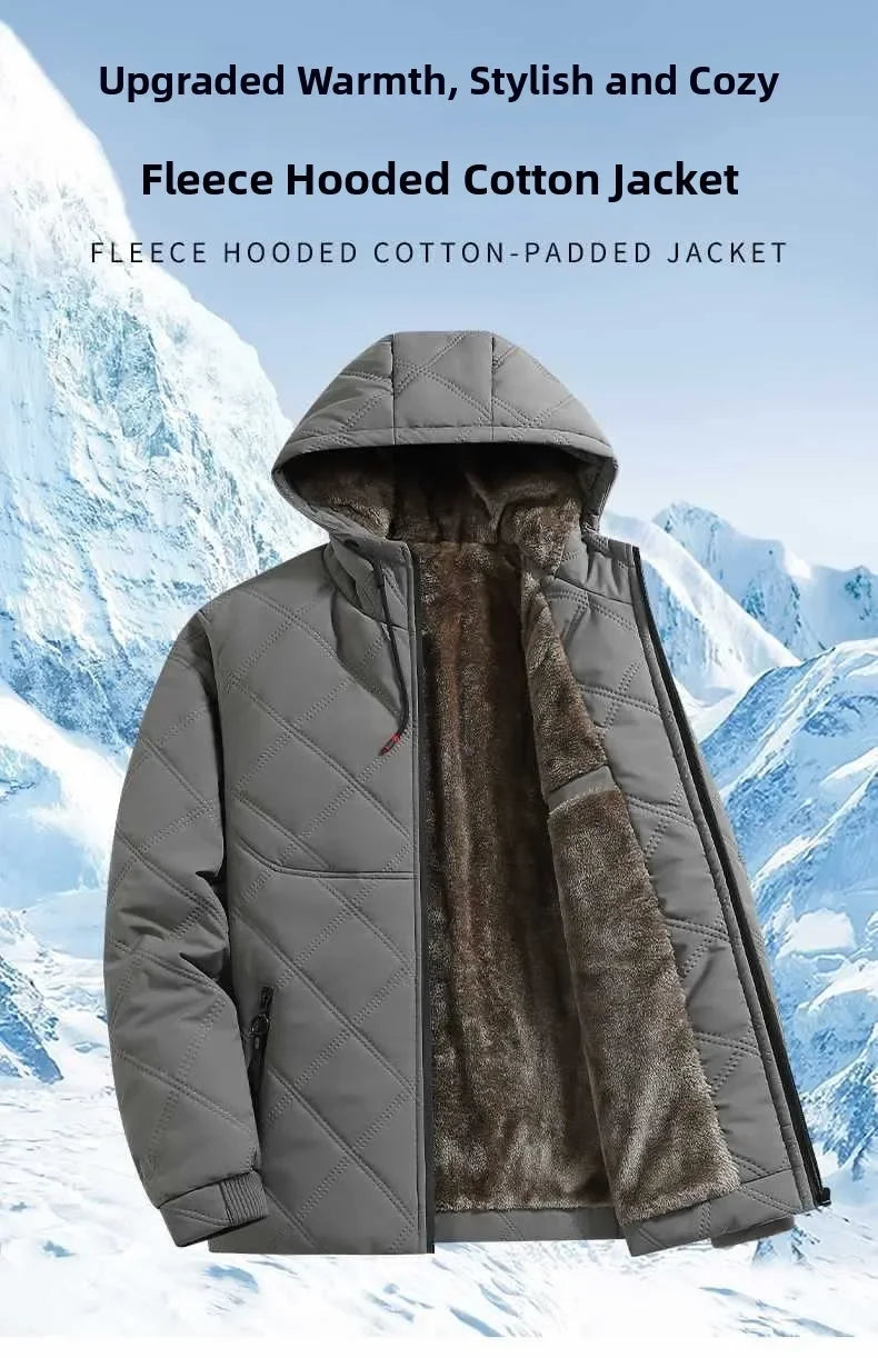 Jackets for Men Winter Coat Men Fleece Warm Down Parkas Cotton Thick Padded Coats Men Thermal Windbreaker Hooded Overcoats Men