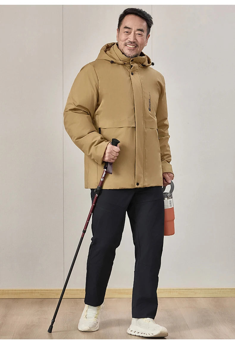 mens Parka Men's Jacket Hooded company Winter New Adding Graphene down jacket Solid color Warm Jackets men business leisure coat